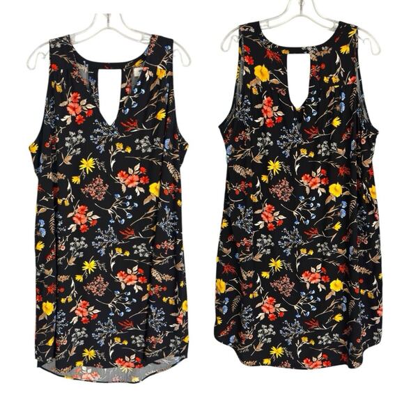 Old Navy Dark Cottage Shift Dress XL Y2K Black Floral Fairy Grunge Flowy - Picture 3 of 13